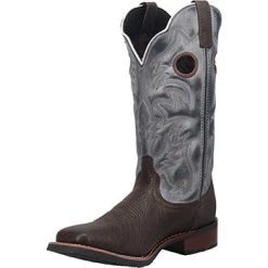 Laredo Chocolate And Slate Blue Top Boots