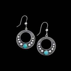 Vogt Women's Accessories - Jewelry - Open Center Turquoise And Sterling Beaded Disc Earrings