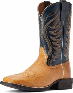Ariat Men's Boots - Reckoning Smooth Ostrich - Antique Saddle / Georgian Bay