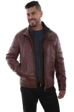 Scully Men's Jacket - Leather - Quilted Front Insert