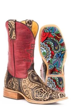 Tin Haul Women's Boots - Paisley Rocks - Tan