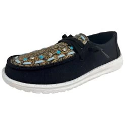 Black Embossed Slip On