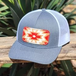 McIntire Saddlery Heather Grey And Red Aztec Cap