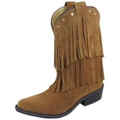 Kid's Brown Double Fringe Snip Toe Boots