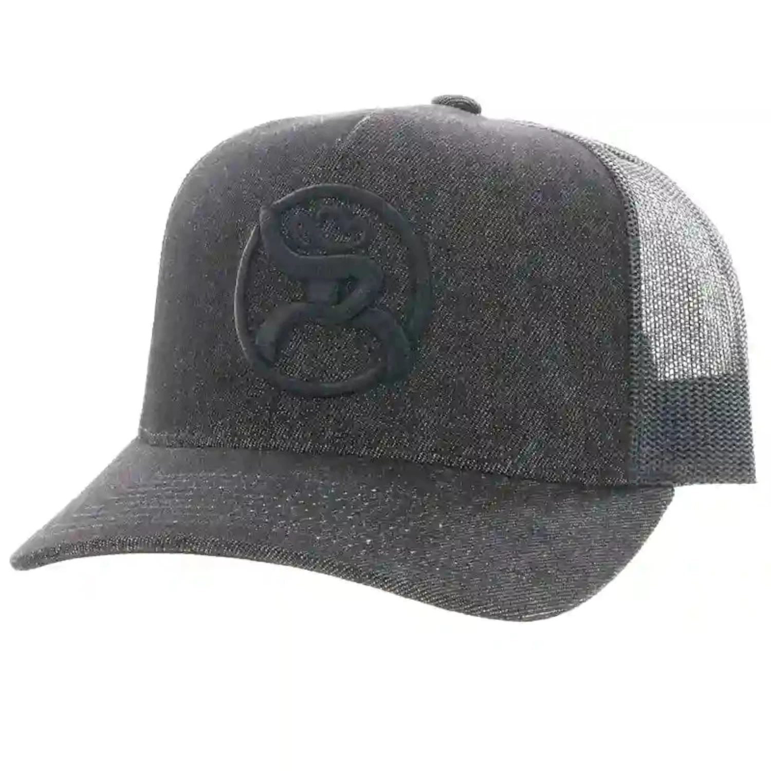 Hooey High Profile Heather Black Cap-Charcoal Roughy Logo