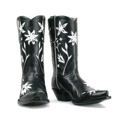 Liberty Women's Boots - 60's Pee Wee Cowgirl Black And White 10"