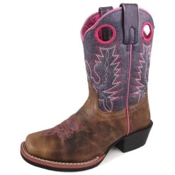Smoky Mountain Kid's Brown And Purple Square Toe Boot