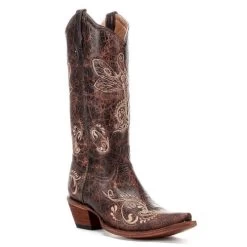 Circle G By Corral Women's Boots - Dragonfly Embroidery - Distressed Brown / Bone
