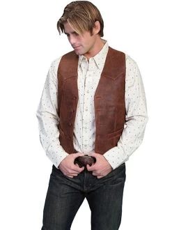 Scully Men's Vest - Western Single Point - Apache Saddle Brown
