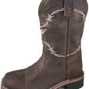 Kid's Brown Tan Barbwire Square Toe Boots