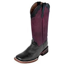 Ferrini Black Embossed Purple Sqaure Toe Boot