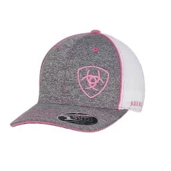 Ariat Grey And Pink Logo Snap Back Cap