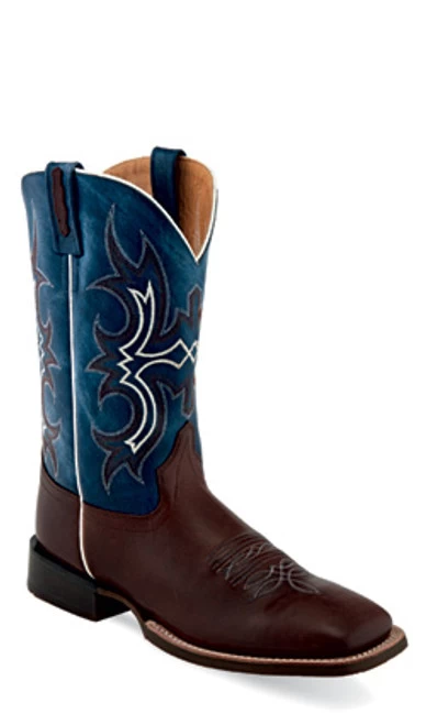 Jama Old West - Men's Boots - 9" Pull On - Brown / Blue