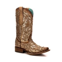 Corral Women's Boots - Glitter Inlay - Light Brown