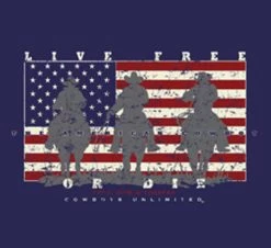 Moss Brothers Men's Shirt - Cowboy Unlimited - Live Free Or Die - Navy