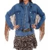 Scully Women's Jacket - Honey Creek Collection - Leopard Fringe / Denim