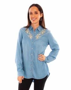 Scully Women's Shirt - Honey Creek Collection - Tencel / Emb / Piping