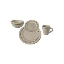 Moss Brothers Housewares - 16 Piece Stoneware Dinnerware Set - Barbwire Design