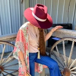 Burgundy Felt Fedora Hat