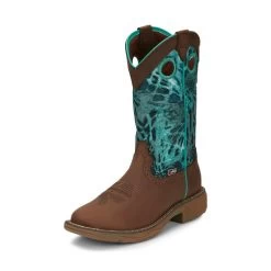 Justin Women's Work Boots - Stampede Rush - Turquoise / Brown