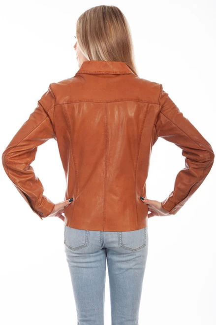 Scully Women's - Snap Front Lamb Jacket - Cognac - Image 2