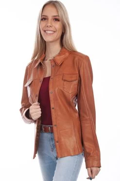 Scully Women's - Snap Front Lamb Jacket - Cognac
