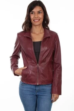 Scully Women's - Lightweight Leather Jacket - Merlot
