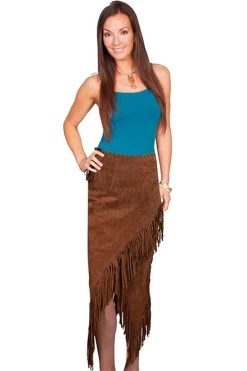 Scully Women's Apparel - Long Fringe Skirt - Cinnamon Boar Suede # 81