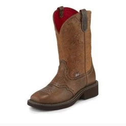 Justin Women's Tan Floral Starlina Square Toe Boot