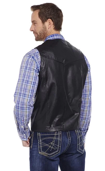 Cripple Creek Men's Apparel - Nappa Lamb / Button Front Vest - Black - Image 2