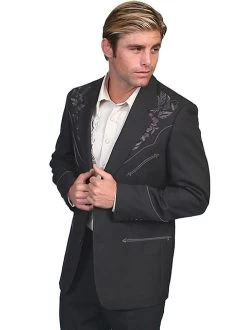 Scully Men's Jacket - Button Front Blazer - Charcoal