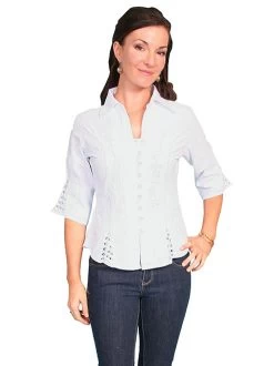 Scully Women's Shirt - Cantina Collection - 3/4 Sleeve - White