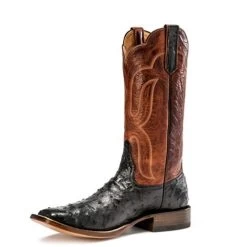 Rios Of Mercedes Boots - Black Full Quill Ostrich / Brown Waxy Calf