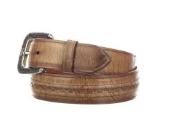 Lucchese Men's Belts - Smooth Goat / Hobby Stitch - Tan