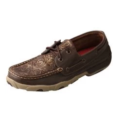 Twisted X Women's Casuals - Boat Driving Moc - Brown / Embossed Flower