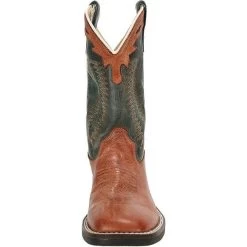 Youth Tan/Green Square Toe