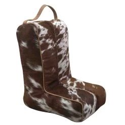 Brown And White Hide Boot Bag