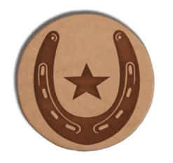 Moss Brothers Housewares - Leather Coaster Set - 4 Piece - Horseshoe Star