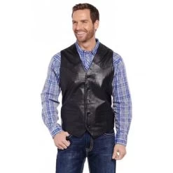 Cripple Creek Men's Apparel - Nappa Lamb / Button Front Vest - Black