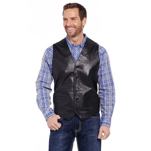 Cripple Creek Men's Apparel - Nappa Lamb / Button Front Vest - Black