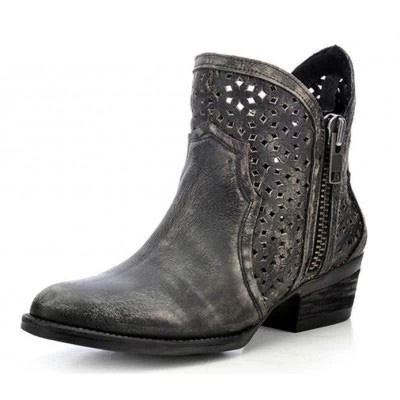Corral Boots Corral's Circle G Brand- Black And Grey Shorty Boots