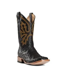 Rod Patrick Men's Boots - Black Full Quill Ostrich