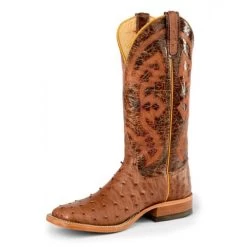 Justin Anderson Bean Men's Boots - Rum Brown Mad Dog Full Quill Ostrich / Chocolate Volcano