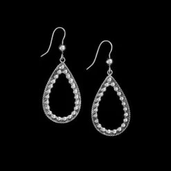 Vogt Women's Accessories - Jewelry - Large Open Center Beaded Sterling Teardrop Earrings
