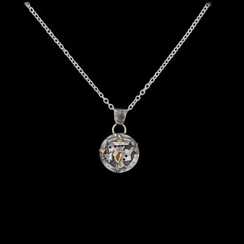 Vogt Mens Accessories - "Johnny Bones" Shadow Pendant - Sterling Silver / 10K Gold