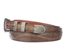 Lucchese Men's Belts - Smooth Goat / Seville Stitch Tapered - Tan