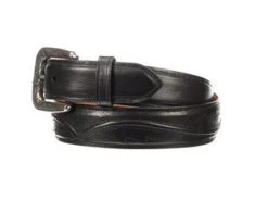 Lucchese Men's Belts - Smooth Ranch Hand / Seville Stitch - Black