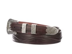 Lucchese Men's Belts - Smooth Ranch Hand / Seville Stitch Tapered - Tan