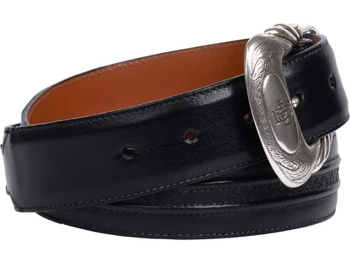 Lucchese Men's Belts - Smooth Baby Buffalo / Hobby Stitch - Whiskey - Image 2