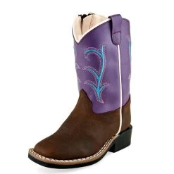Jama Toddler Brown And Purple Square Toe Boot